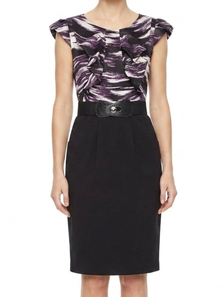 Max & Cleo Ruffle Front Satin/Suiting Dress- Sz. 4